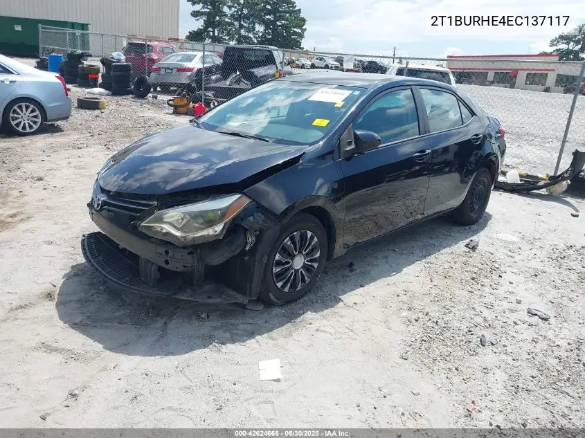 2014 Toyota Corolla L VIN: 2T1BURHE4EC137117 Lot: 42624666