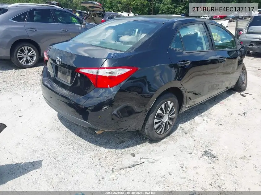 2014 Toyota Corolla L VIN: 2T1BURHE4EC137117 Lot: 42624666