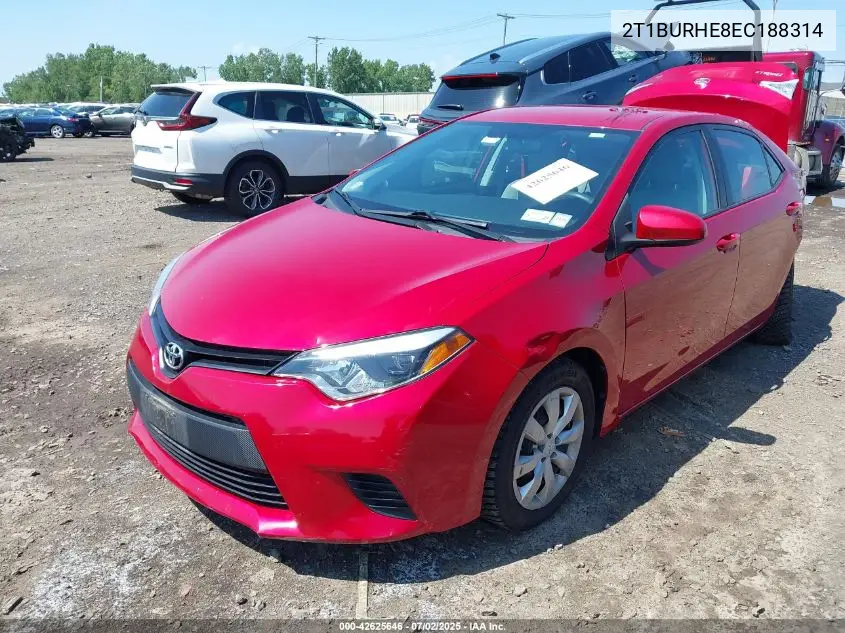 2014 Toyota Corolla Le VIN: 2T1BURHE8EC188314 Lot: 42625646