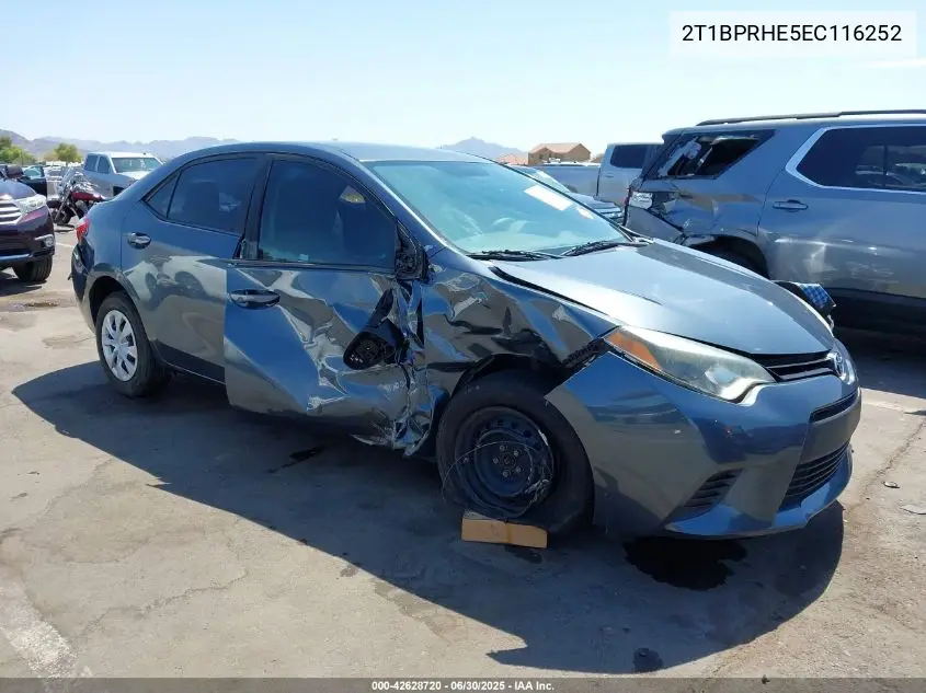 2014 Toyota Corolla Le Eco VIN: 2T1BPRHE5EC116252 Lot: 42628720