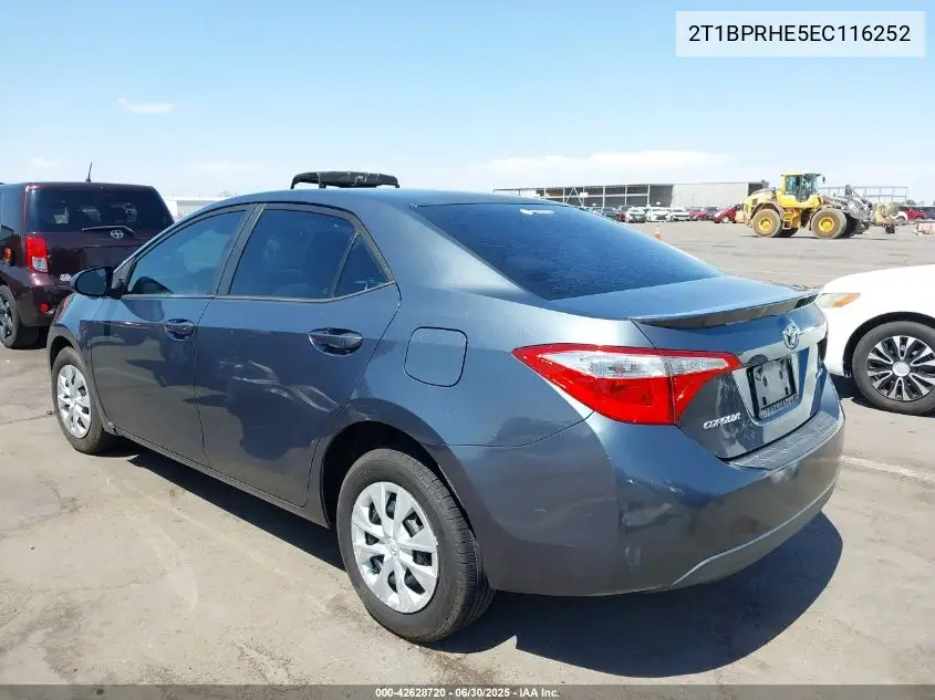 2014 Toyota Corolla Le Eco VIN: 2T1BPRHE5EC116252 Lot: 42628720