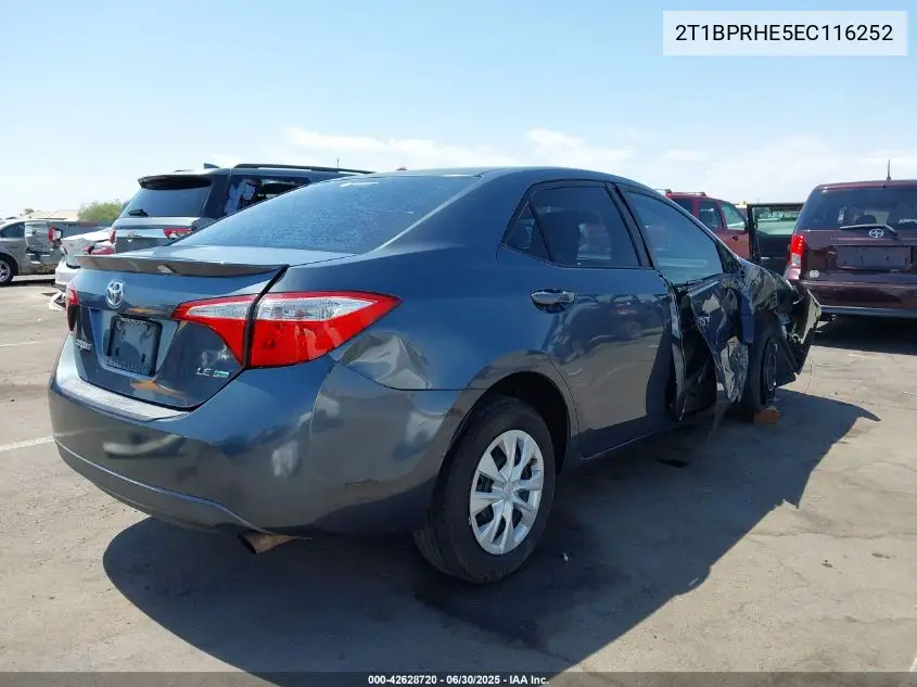2014 Toyota Corolla Le Eco VIN: 2T1BPRHE5EC116252 Lot: 42628720