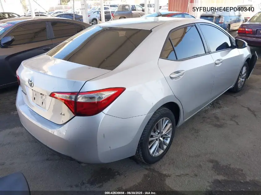 2014 Toyota Corolla Le Plus VIN: 5YFBURHE4EP040340 Lot: 42630856