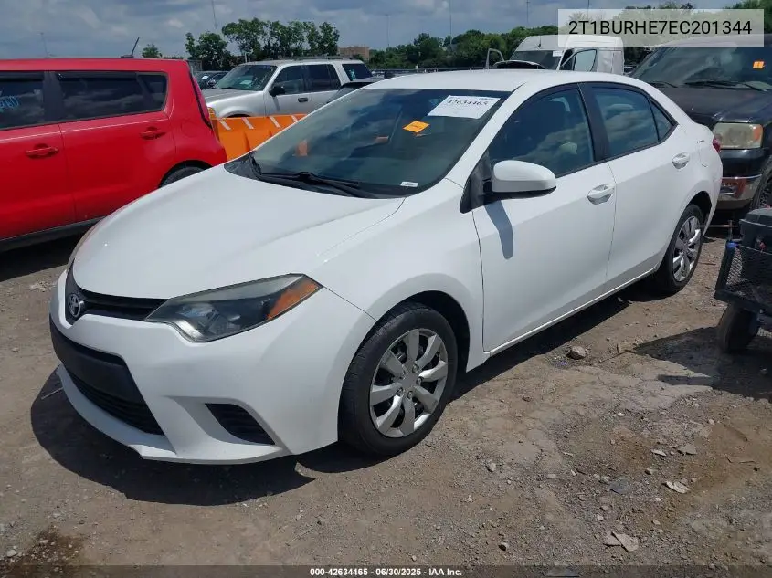 2014 Toyota Corolla Le VIN: 2T1BURHE7EC201344 Lot: 42634465