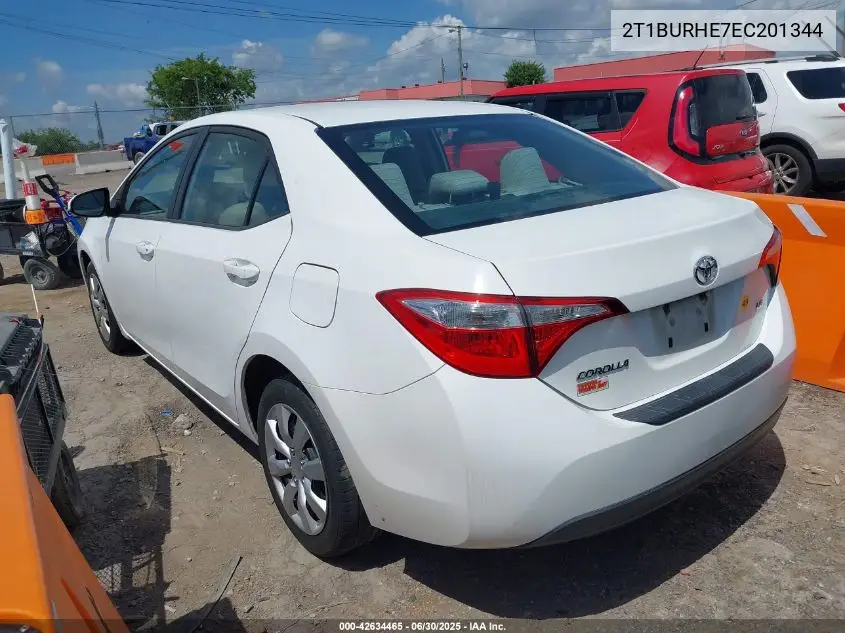2014 Toyota Corolla Le VIN: 2T1BURHE7EC201344 Lot: 42634465