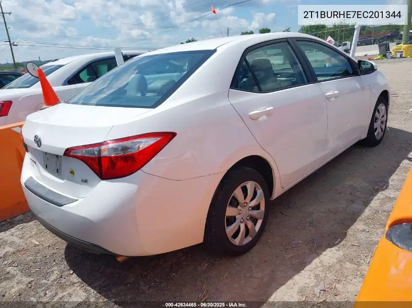 2014 Toyota Corolla Le VIN: 2T1BURHE7EC201344 Lot: 42634465