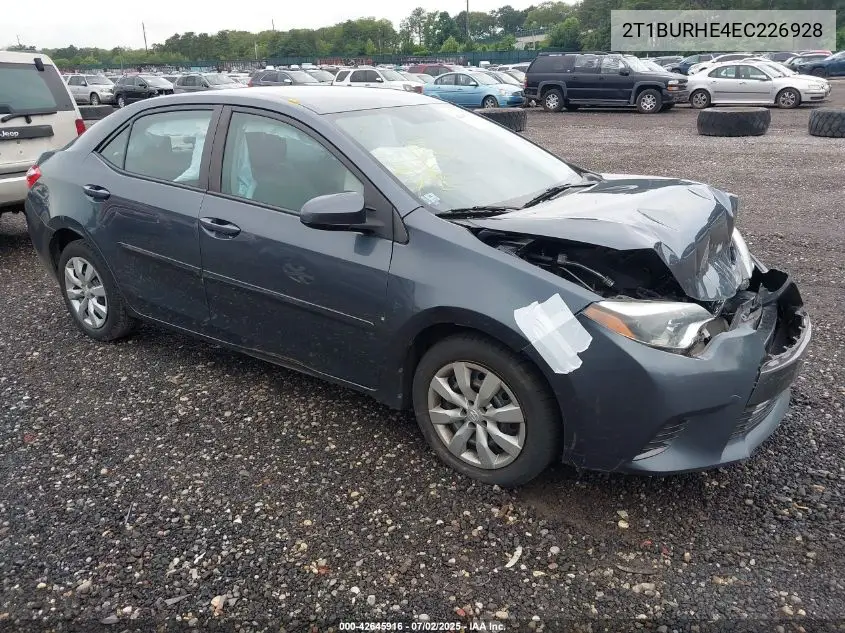 2014 Toyota Corolla Le VIN: 2T1BURHE4EC226928 Lot: 42645916
