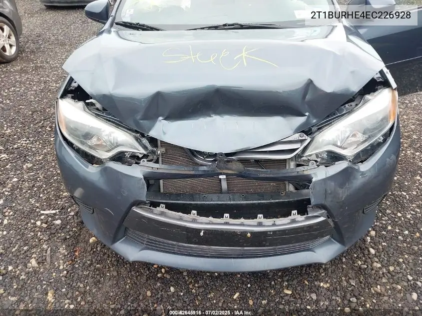 2014 Toyota Corolla Le VIN: 2T1BURHE4EC226928 Lot: 42645916