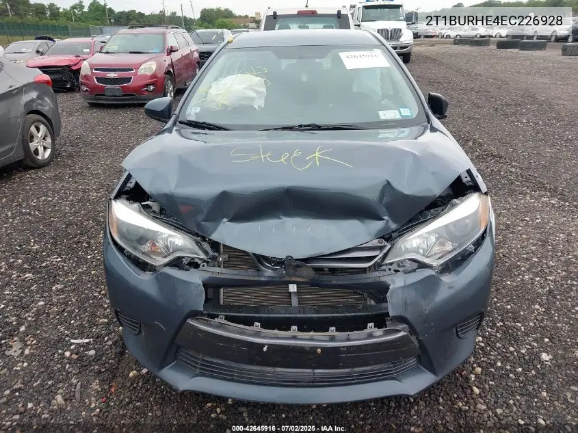 2014 Toyota Corolla Le VIN: 2T1BURHE4EC226928 Lot: 42645916