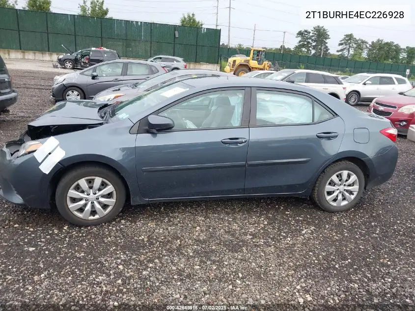 2014 Toyota Corolla Le VIN: 2T1BURHE4EC226928 Lot: 42645916