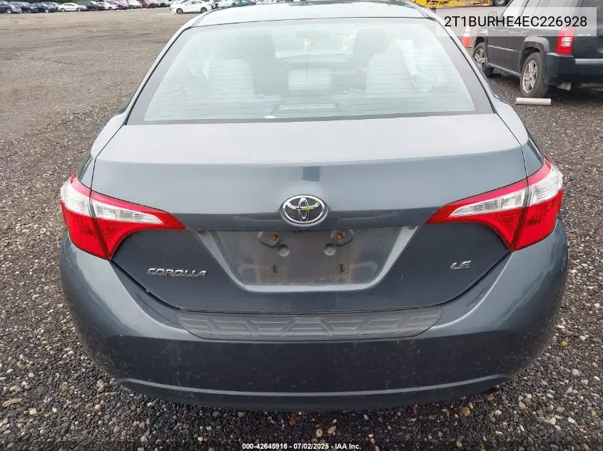 2014 Toyota Corolla Le VIN: 2T1BURHE4EC226928 Lot: 42645916