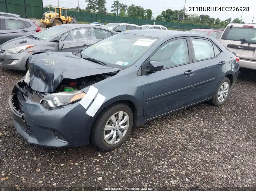 2014 Toyota Corolla Le VIN: 2T1BURHE4EC226928 Lot: 42645916