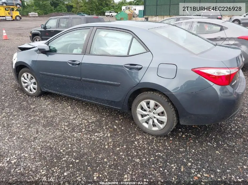 2014 Toyota Corolla Le VIN: 2T1BURHE4EC226928 Lot: 42645916