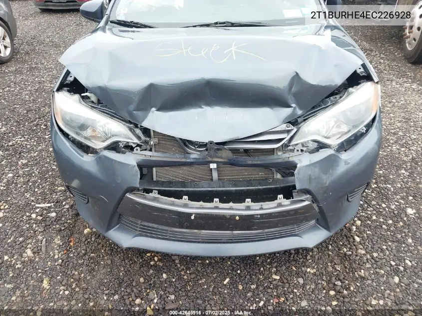 2014 Toyota Corolla Le VIN: 2T1BURHE4EC226928 Lot: 42645916