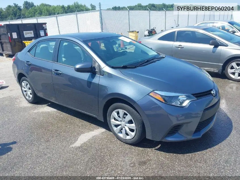 2014 Toyota Corolla Le VIN: 5YFBURHE8EP060204 Lot: 42795409