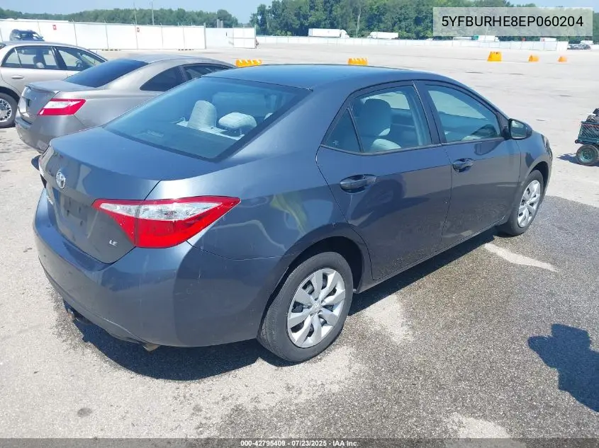 2014 Toyota Corolla Le VIN: 5YFBURHE8EP060204 Lot: 42795409