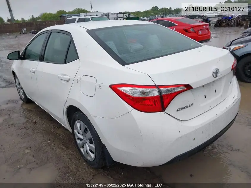 2015 Toyota Corolla L/Le/Le Pls/Prm/S/S Pls VIN: 2T1BURHE5FC310127 Lot: 12322145