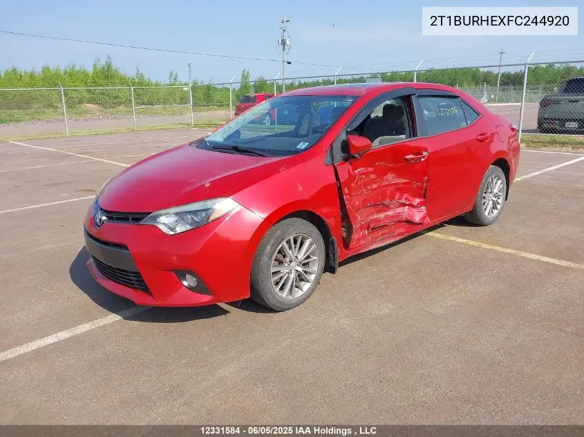 2015 Toyota Corolla L/Le/Le Pls/Prm/S/S Pls VIN: 2T1BURHEXFC244920 Lot: 12331584