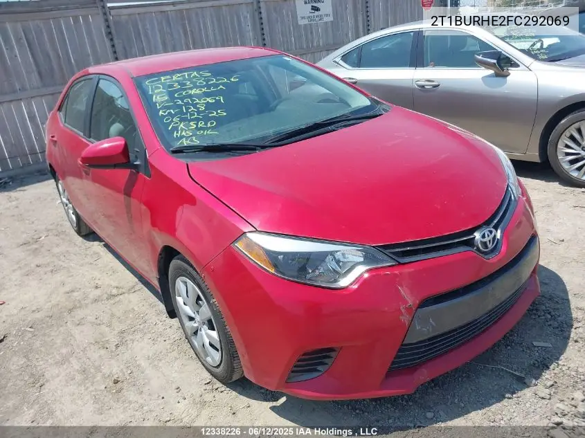 2015 Toyota Corolla L/Le/Le Pls/Prm/S/S Pls VIN: 2T1BURHE2FC292069 Lot: 12338226