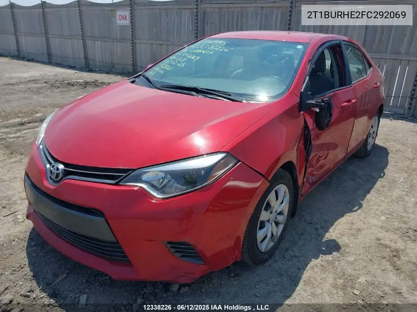 2015 Toyota Corolla L/Le/Le Pls/Prm/S/S Pls VIN: 2T1BURHE2FC292069 Lot: 12338226