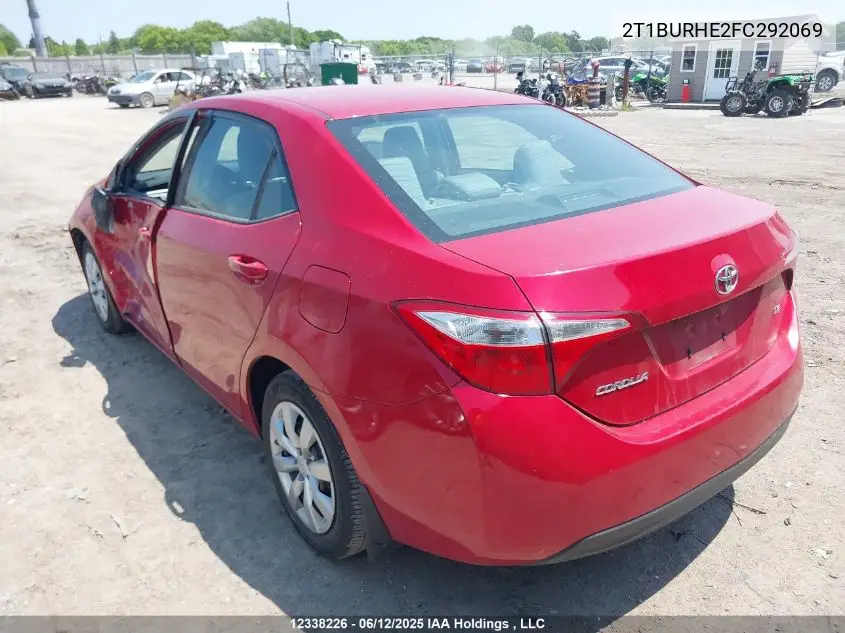 2015 Toyota Corolla L/Le/Le Pls/Prm/S/S Pls VIN: 2T1BURHE2FC292069 Lot: 12338226