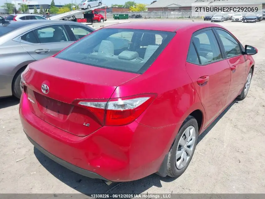 2015 Toyota Corolla L/Le/Le Pls/Prm/S/S Pls VIN: 2T1BURHE2FC292069 Lot: 12338226