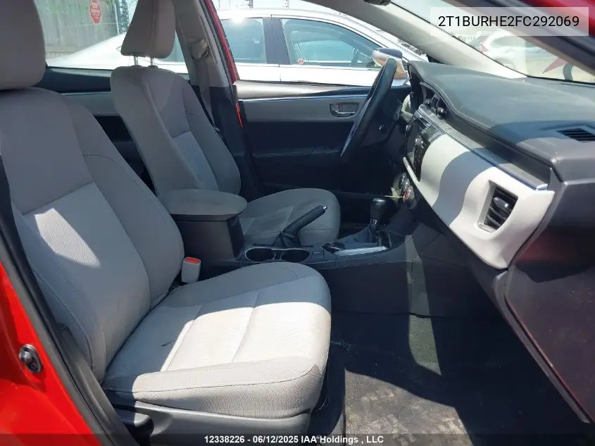 2015 Toyota Corolla L/Le/Le Pls/Prm/S/S Pls VIN: 2T1BURHE2FC292069 Lot: 12338226