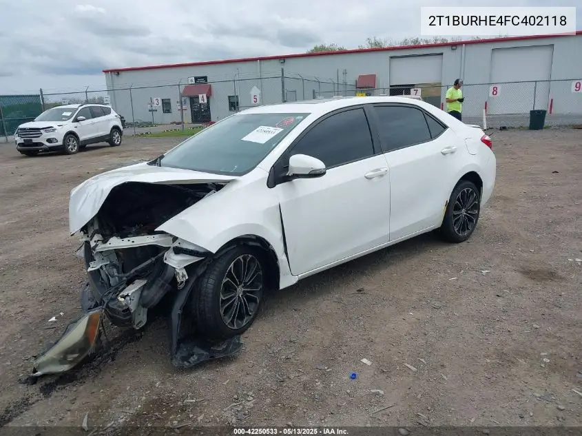 2015 Toyota Corolla S Plus VIN: 2T1BURHE4FC402118 Lot: 42250533