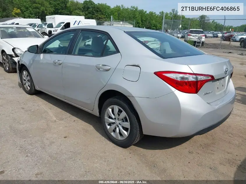 2015 Toyota Corolla Le VIN: 2T1BURHE6FC406865 Lot: 42628646