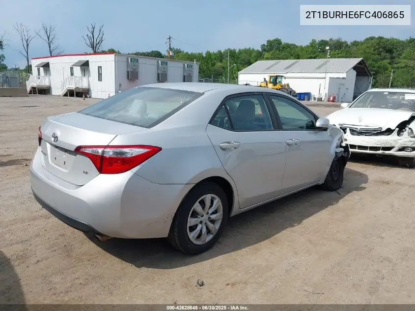 2015 Toyota Corolla Le VIN: 2T1BURHE6FC406865 Lot: 42628646