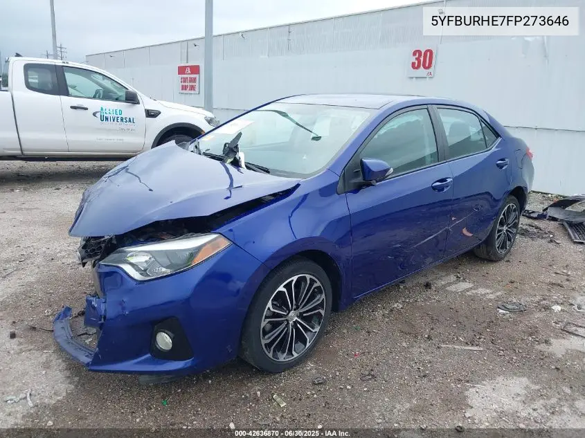 2015 Toyota Corolla S Plus VIN: 5YFBURHE7FP273646 Lot: 42636870