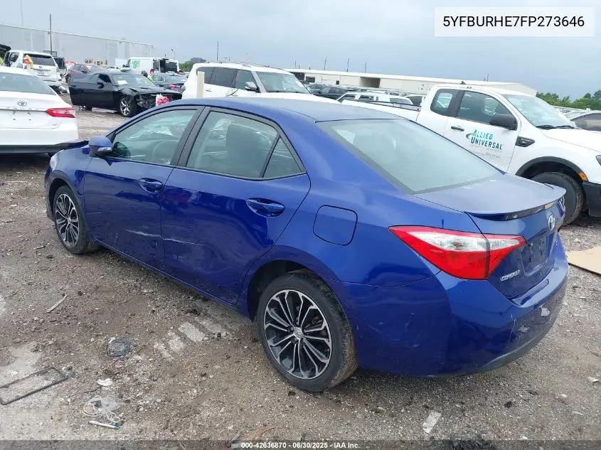 2015 Toyota Corolla S Plus VIN: 5YFBURHE7FP273646 Lot: 42636870