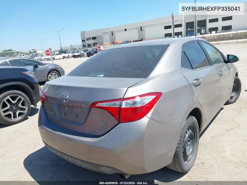 2015 Toyota Corolla Le VIN: 5YFBURHEXFP335041 Lot: 42800930