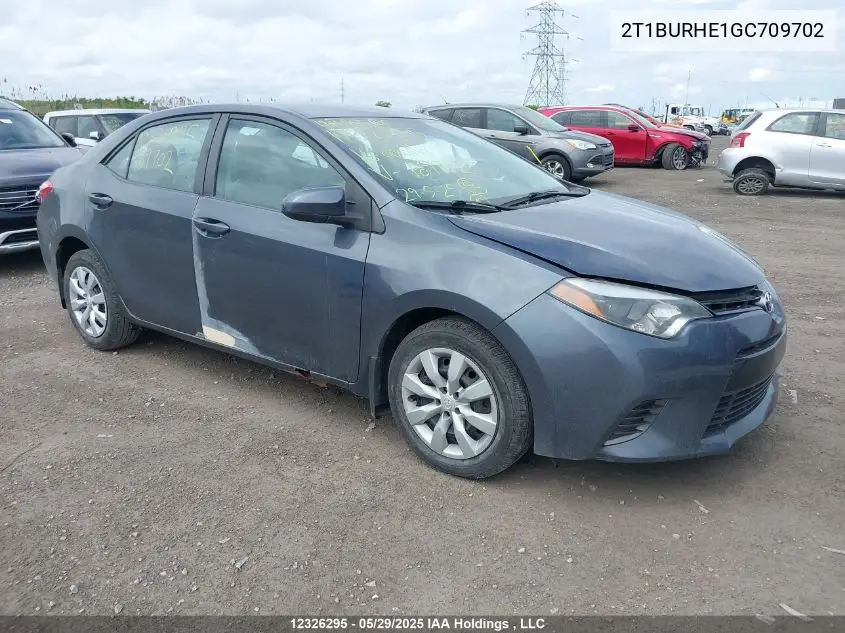 2016 Toyota Corolla VIN: 2T1BURHE1GC709702 Lot: 12326295