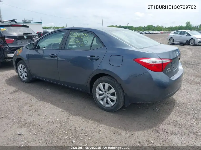 2016 Toyota Corolla VIN: 2T1BURHE1GC709702 Lot: 12326295