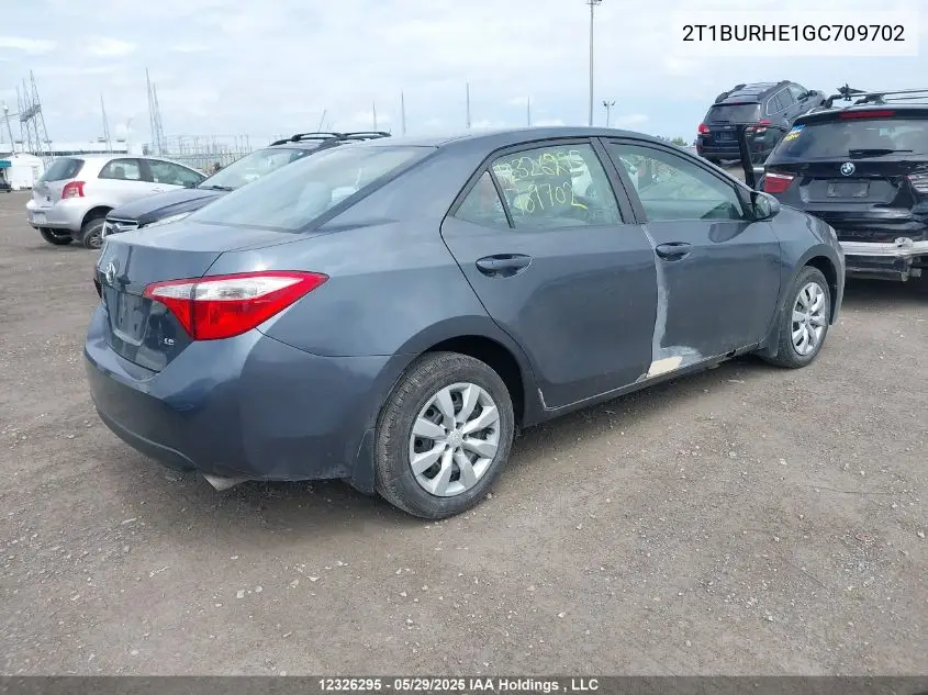 2016 Toyota Corolla VIN: 2T1BURHE1GC709702 Lot: 12326295