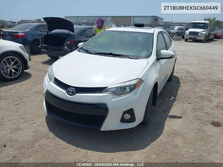 2016 Toyota Corolla S VIN: 2T1BURHEXGC660449 Lot: 12345303