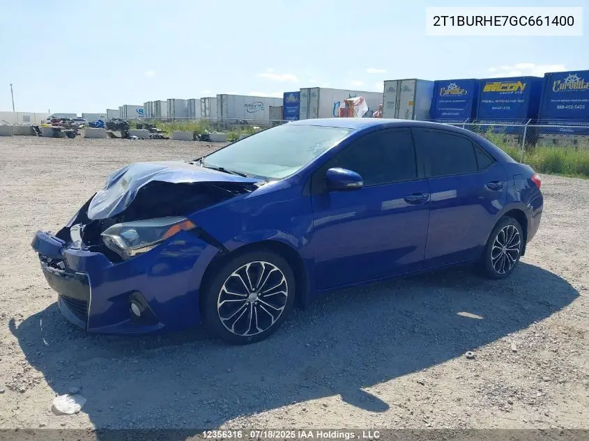 2016 Toyota Corolla S VIN: 2T1BURHE7GC661400 Lot: 12356316