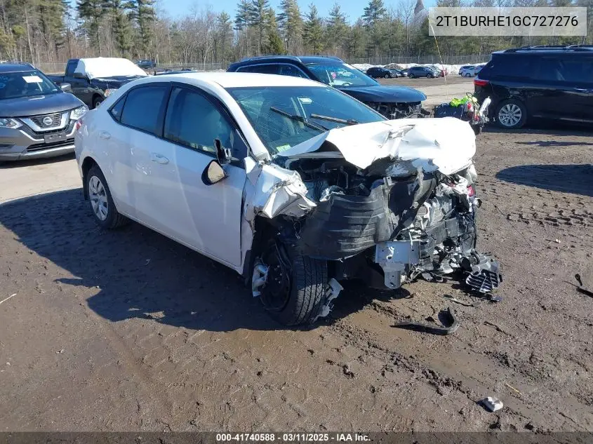 2016 Toyota Corolla Le VIN: 2T1BURHE1GC727276 Lot: 41740588