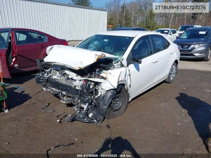 2016 Toyota Corolla Le VIN: 2T1BURHE1GC727276 Lot: 41740588