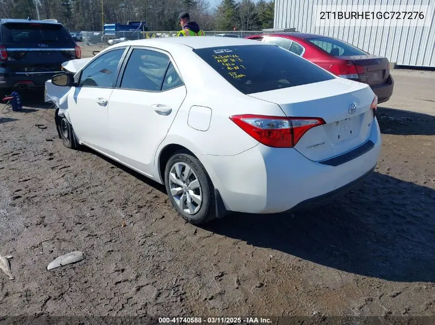 2016 Toyota Corolla Le VIN: 2T1BURHE1GC727276 Lot: 41740588