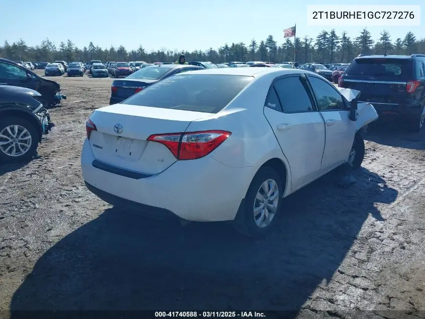 2016 Toyota Corolla Le VIN: 2T1BURHE1GC727276 Lot: 41740588
