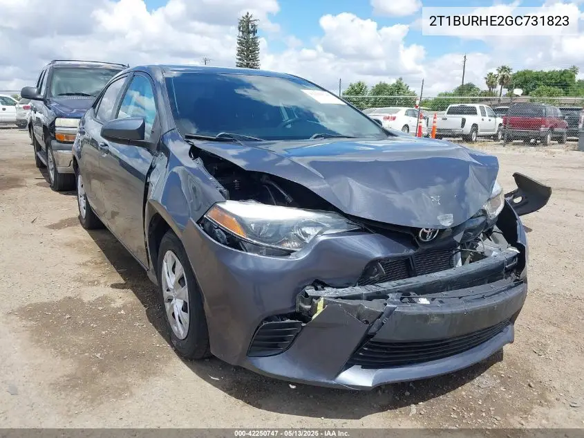 2016 Toyota Corolla L VIN: 2T1BURHE2GC731823 Lot: 42250747