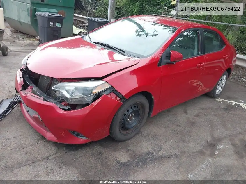 2016 Toyota Corolla Le VIN: 2T1BURHEXGC675422 Lot: 42257402
