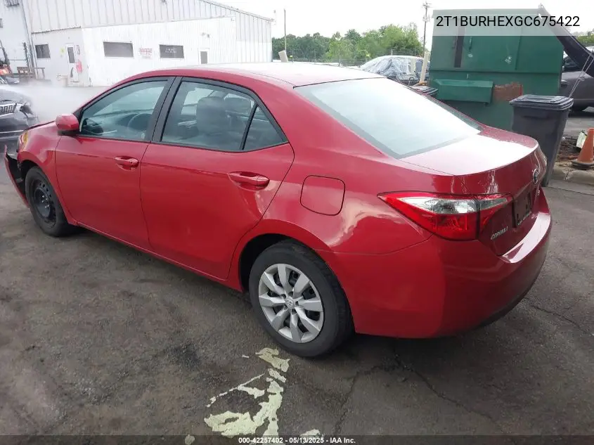 2016 Toyota Corolla Le VIN: 2T1BURHEXGC675422 Lot: 42257402