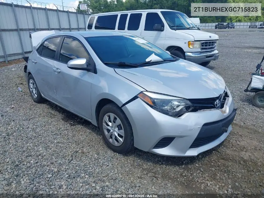 2016 Toyota Corolla L VIN: 2T1BURHEXGC715823 Lot: 42259715