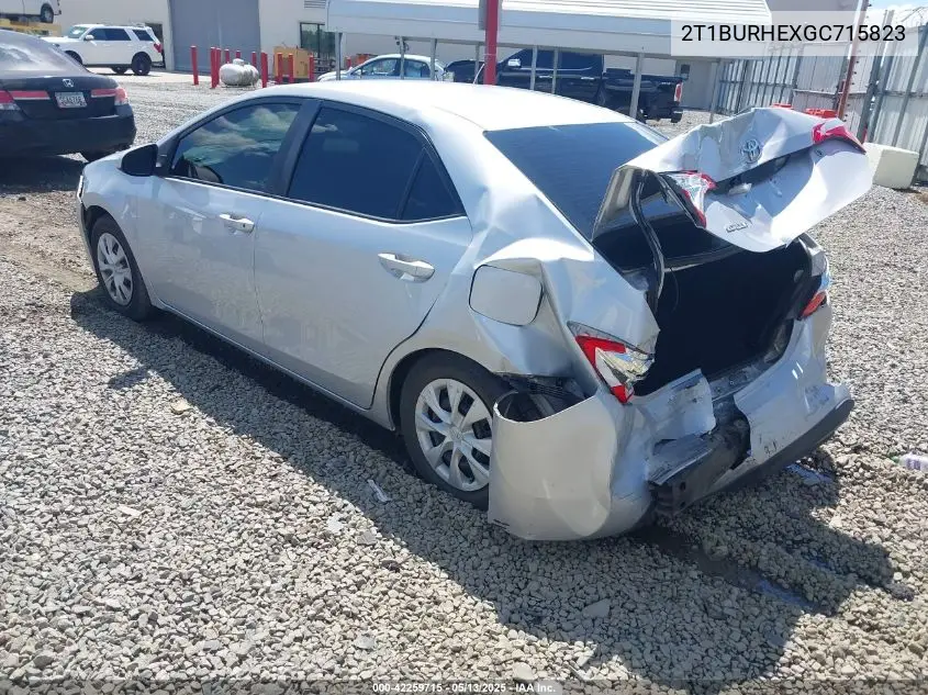 2016 Toyota Corolla L VIN: 2T1BURHEXGC715823 Lot: 42259715