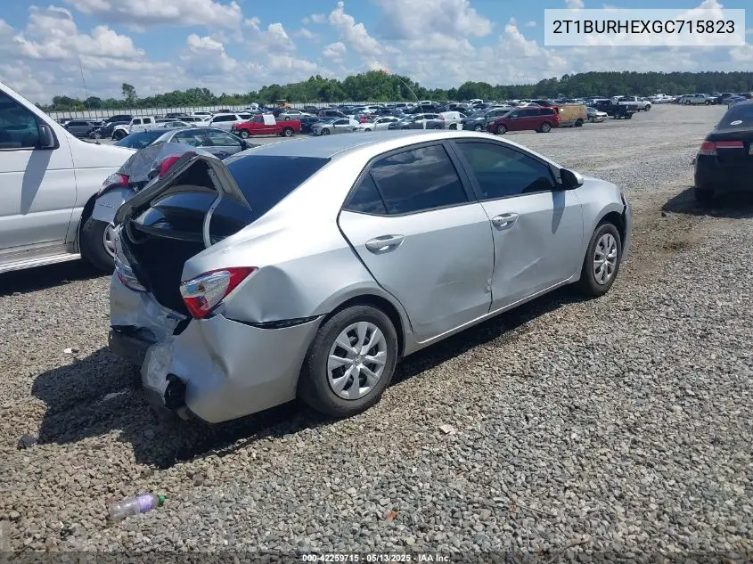 2016 Toyota Corolla L VIN: 2T1BURHEXGC715823 Lot: 42259715