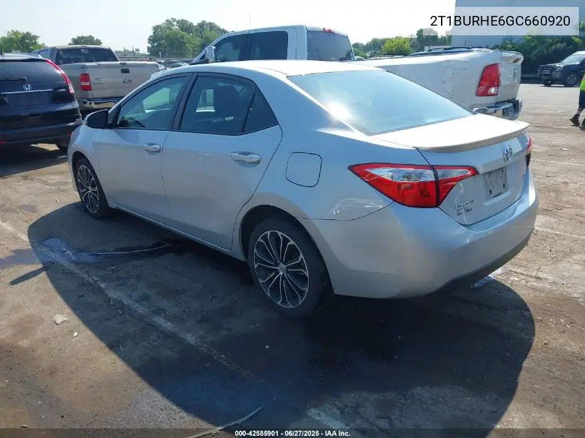 2016 Toyota Corolla S Plus VIN: 2T1BURHE6GC660920 Lot: 42585901
