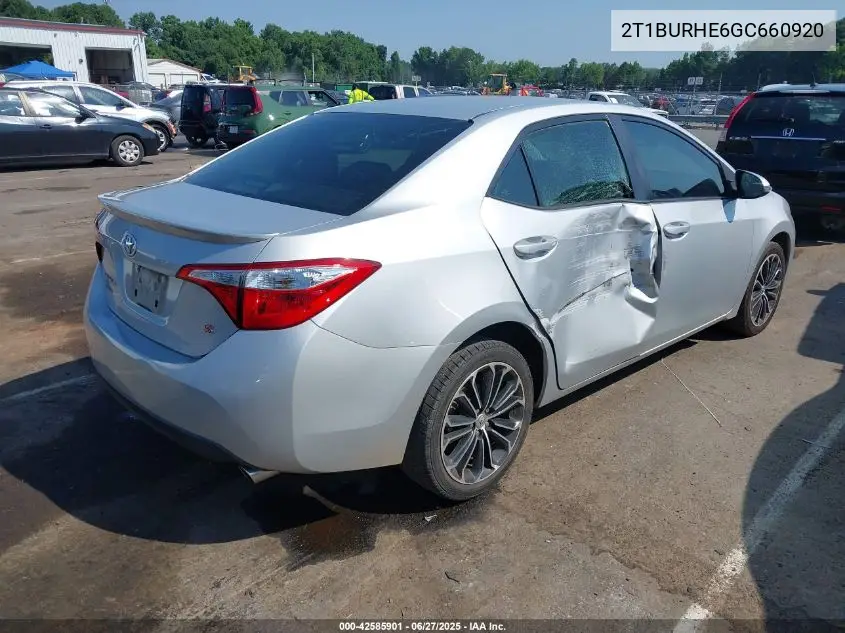 2016 Toyota Corolla S Plus VIN: 2T1BURHE6GC660920 Lot: 42585901